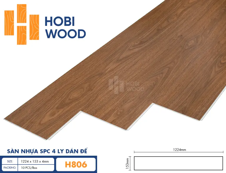Sàn nhựa hèm khóa đế cao su 4 ly Hobiwood H806