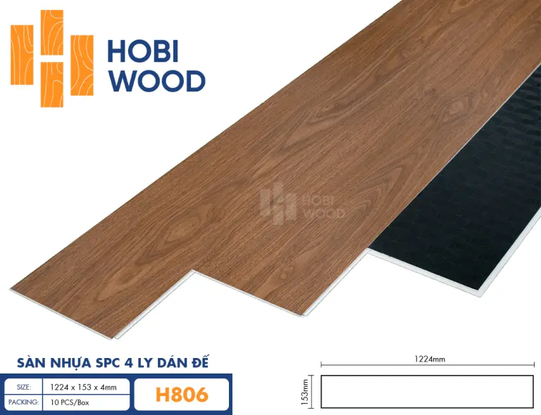 Sàn nhựa hèm khóa đế cao su 4 ly Hobiwood H806