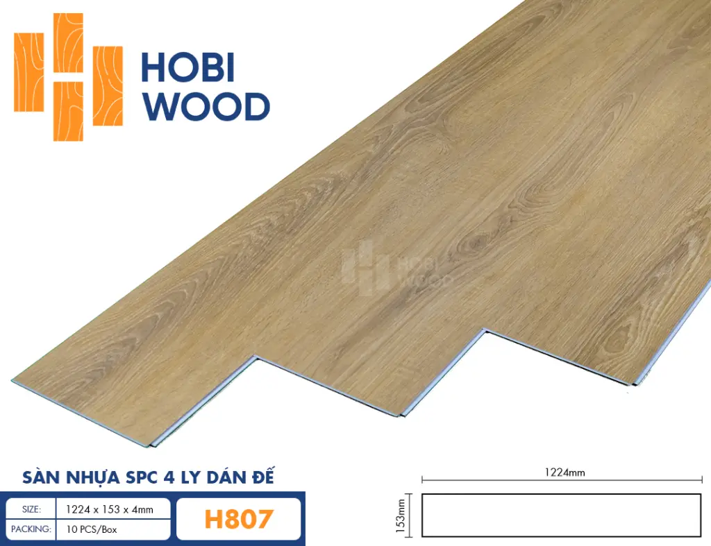 Sàn nhựa hèm khóa đế cao su 4 ly Hobiwood H807