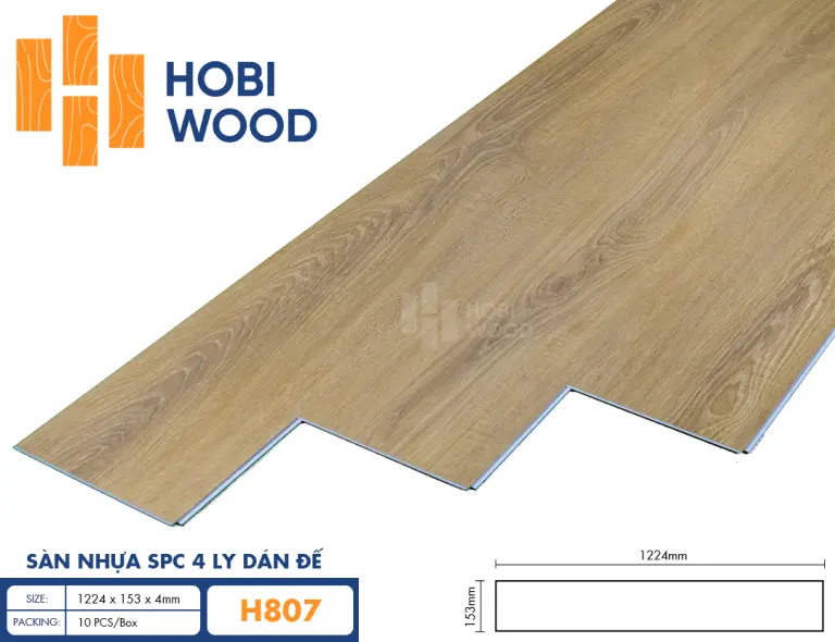 Sàn nhựa hèm khóa đế cao su 4 ly Hobiwood H807