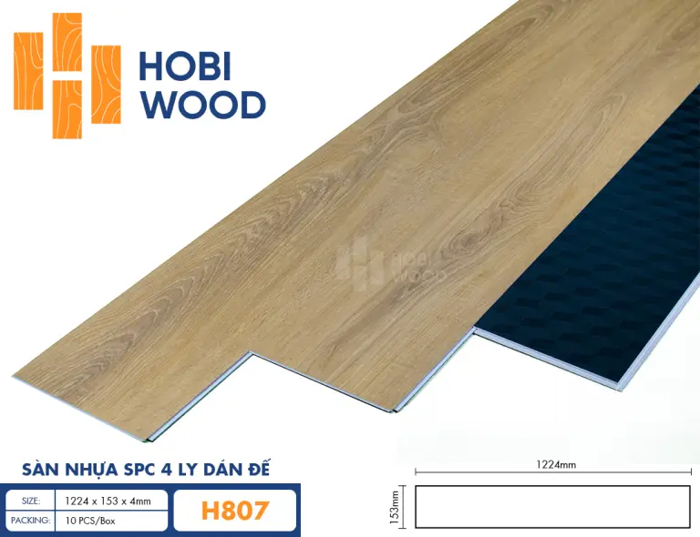 Sàn nhựa hèm khóa đế cao su 4 ly Hobiwood H807