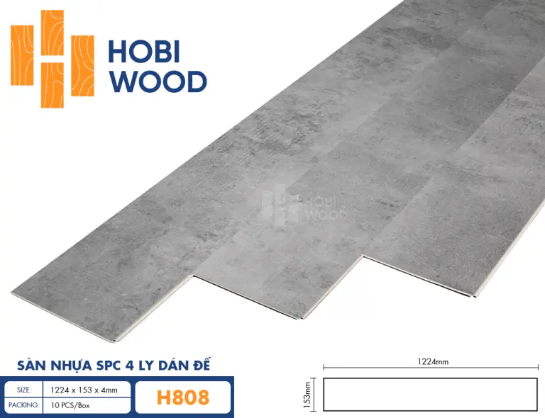 Sàn nhựa hèm khóa đế cao su 4 ly Hobiwood H808