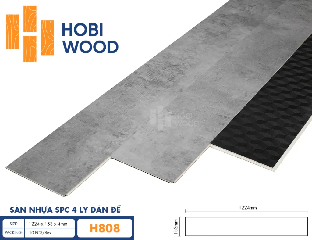 Sàn nhựa hèm khóa đế cao su 4 ly Hobiwood H808