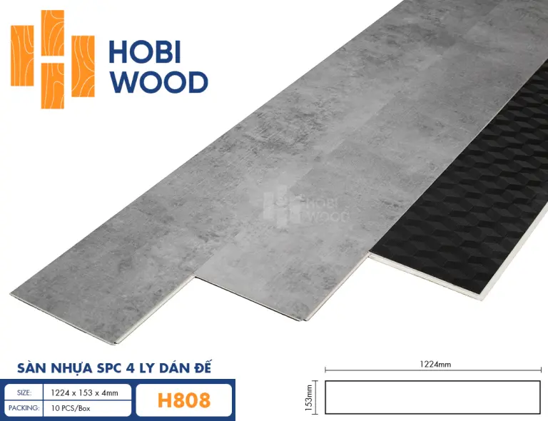 Sàn nhựa hèm khóa đế cao su 4 ly Hobiwood H808