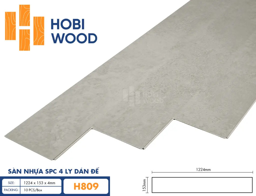 Sàn nhựa hèm khóa đế cao su 4 ly Hobiwood H809