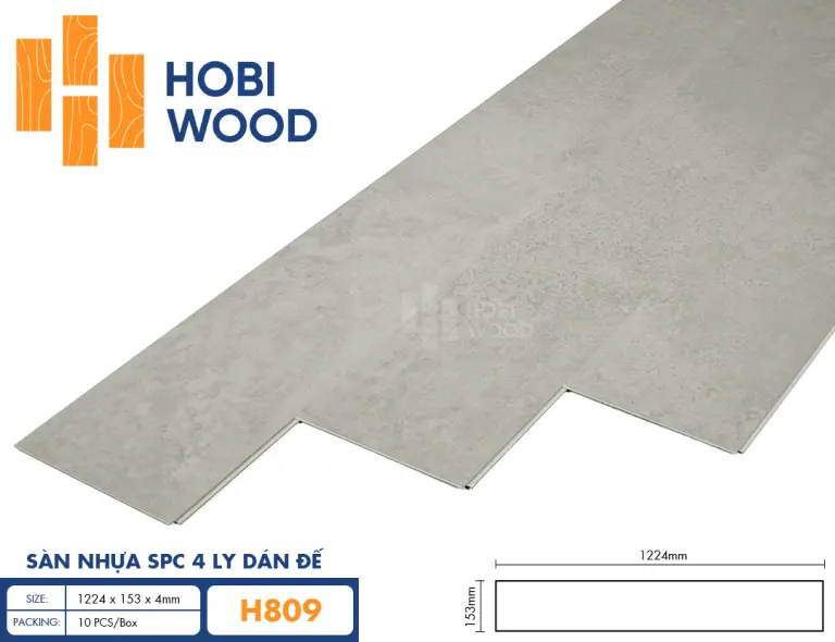 Sàn nhựa hèm khóa đế cao su 4 ly Hobiwood H809