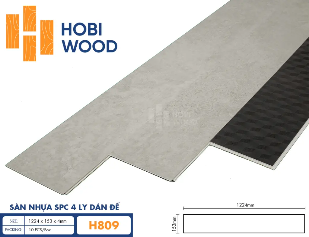 Sàn nhựa hèm khóa đế cao su 4 ly Hobiwood H809
