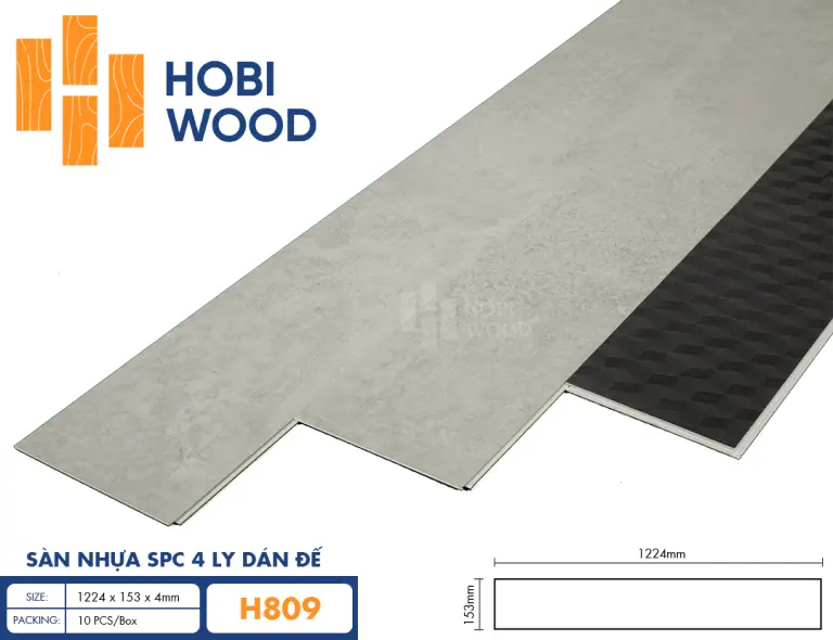 Sàn nhựa hèm khóa đế cao su 4 ly Hobiwood H809