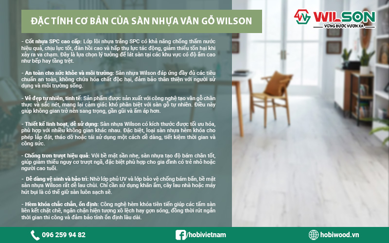 Đặc điểm nổi bật của sàn nhựa vân gỗ Wilson
