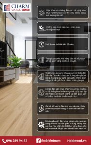 Đặc điểm của sàn nhựa hèm khóa đế cao su Charmwood