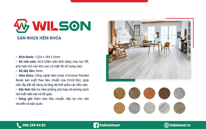 Thông số kỹ thuật cơ bản của sàn nhựa Wilson