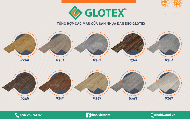 Bảng màu của sàn nhựa dán keo Glotex