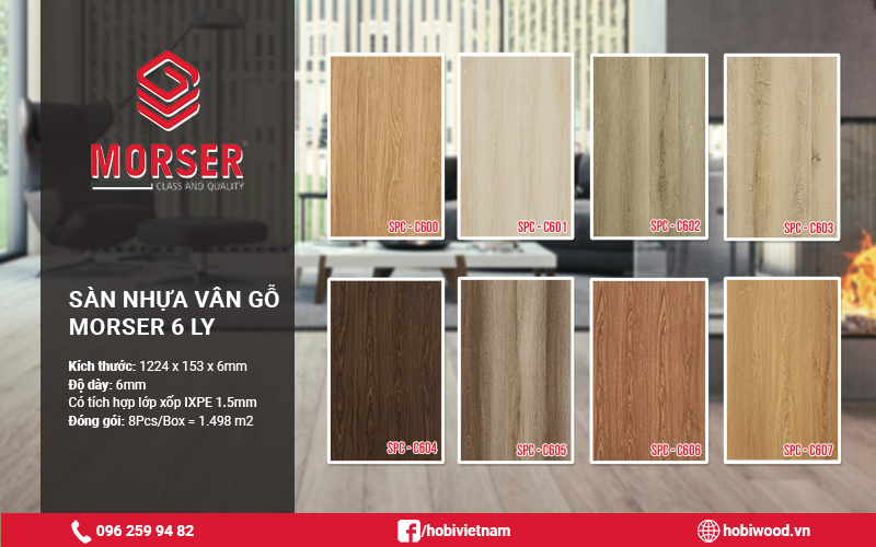 bảng màu của sàn nhựa Morser 6 ly