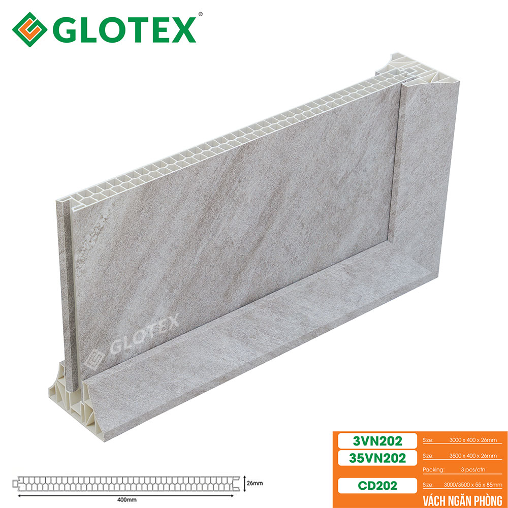 Chân đế vách ngăn phòng 2 mặt Glotex CD201