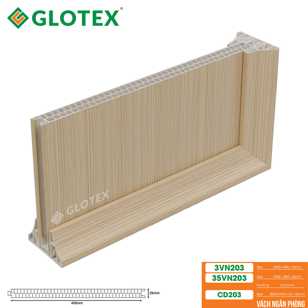 Chân đế vách ngăn phòng 2 mặt Glotex CD203
