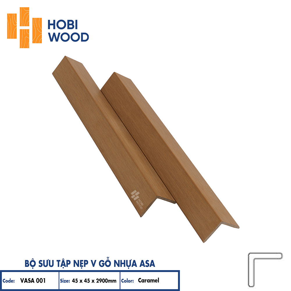 Nẹp V gỗ nhựa ASA HobiWood (VASA001 Caramel)