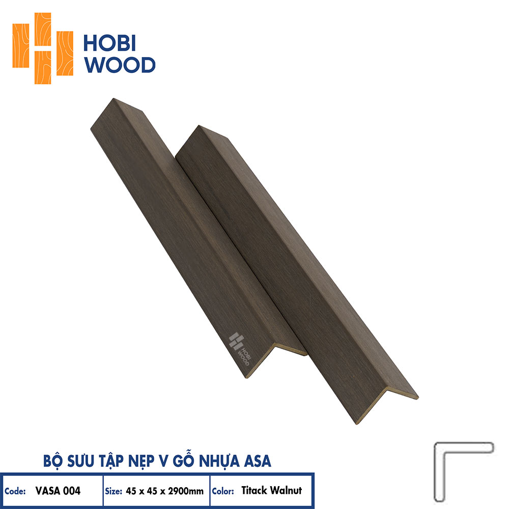 Nẹp V gỗ nhựa ASA HobiWood (VASA004 Titack Walnut)