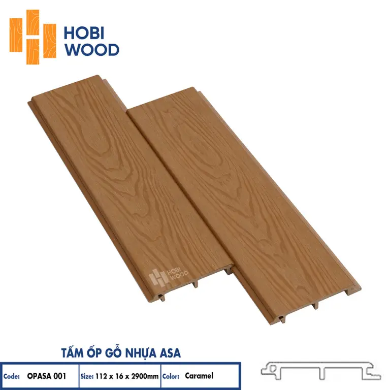 Tấm ốp gỗ nhựa ASA HobiWood (OPASA001 Caramel)