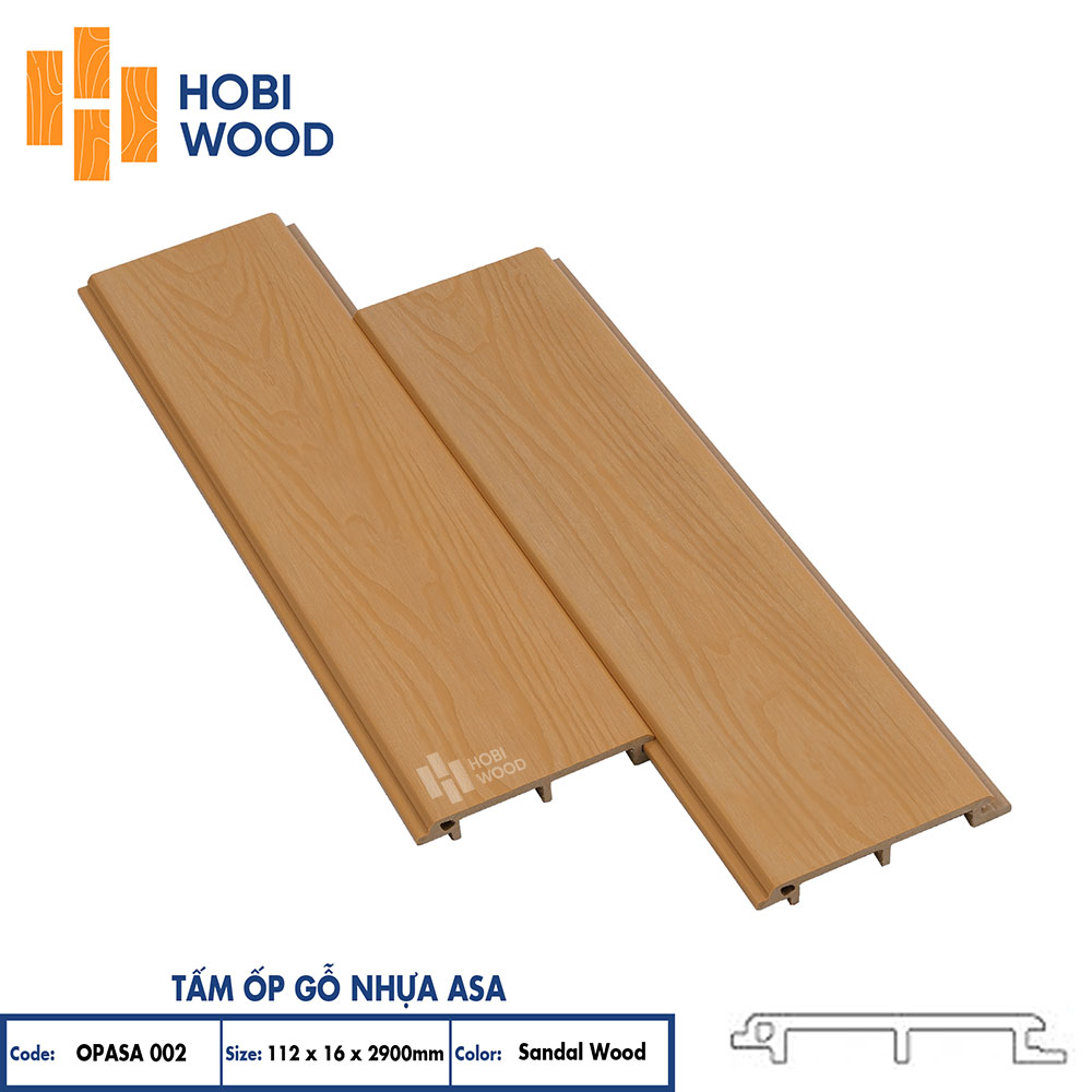 Tấm ốp gỗ nhựa ASA HobiWood (OPASA002 Sandal Wood)