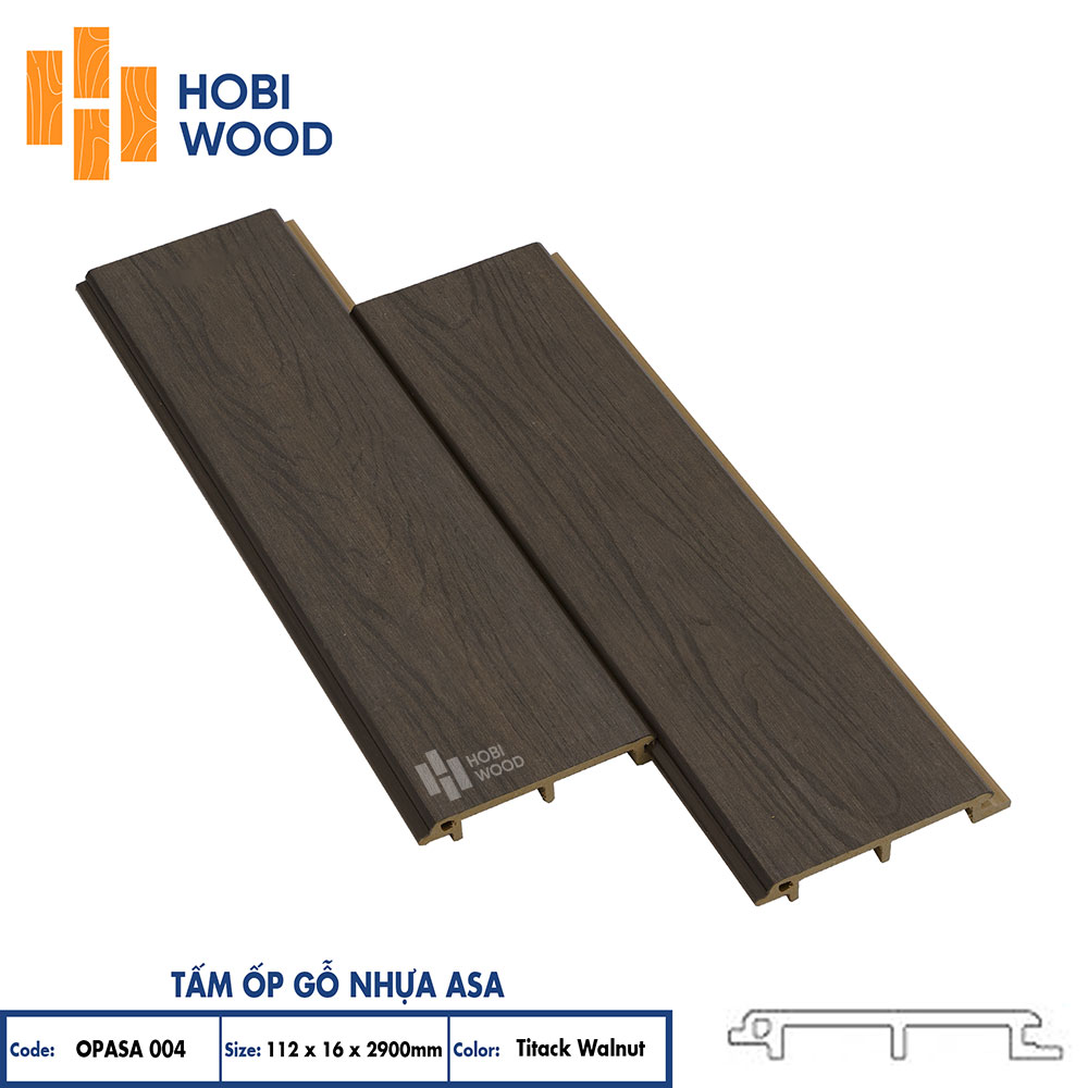 Tấm ốp gỗ nhựa ASA HobiWood (OPASA004 Titack Walnut)