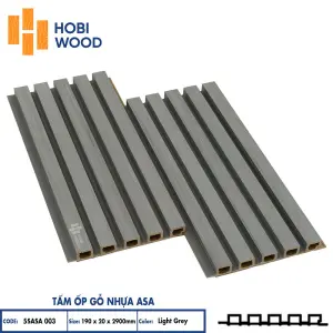 Tấm ốp lam 5 sóng gỗ nhựa ASA HobiWood (5SASA003 Light Grey)