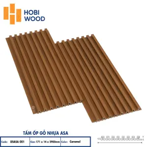 Tấm ốp lam 8 sóng gỗ nhựa ASA HobiWood (8SASA001 Caramel)
