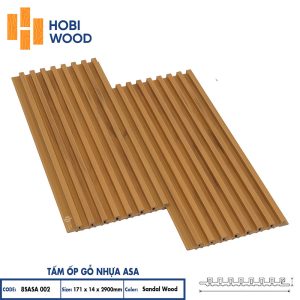 Tấm ốp lam 8 sóng gỗ nhựa ASA HobiWood (8SASA002 Sandal Wood)