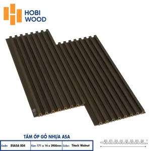 Tấm ốp lam 8 sóng gỗ nhựa ASA HobiWood (8SASA004 Titack Walnut)