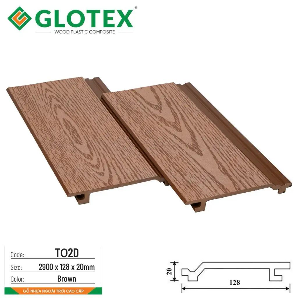 Tấm ốp gỗ nhựa Glotex vân 2D (TO2D-Brown)