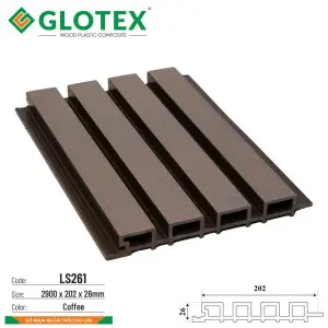 Tấm ốp lam sóng gỗ nhựa Glotex (LS261-Coffee)