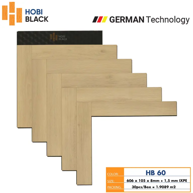 Sàn gỗ Hobi Black xương cá 8mm HB60