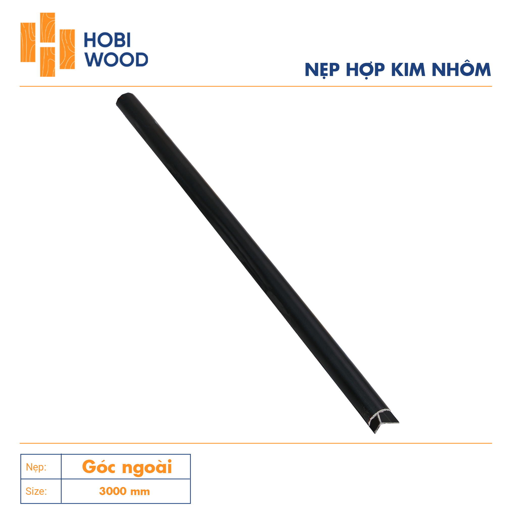Nẹp nhôm trang trí góc ngoài màu đen