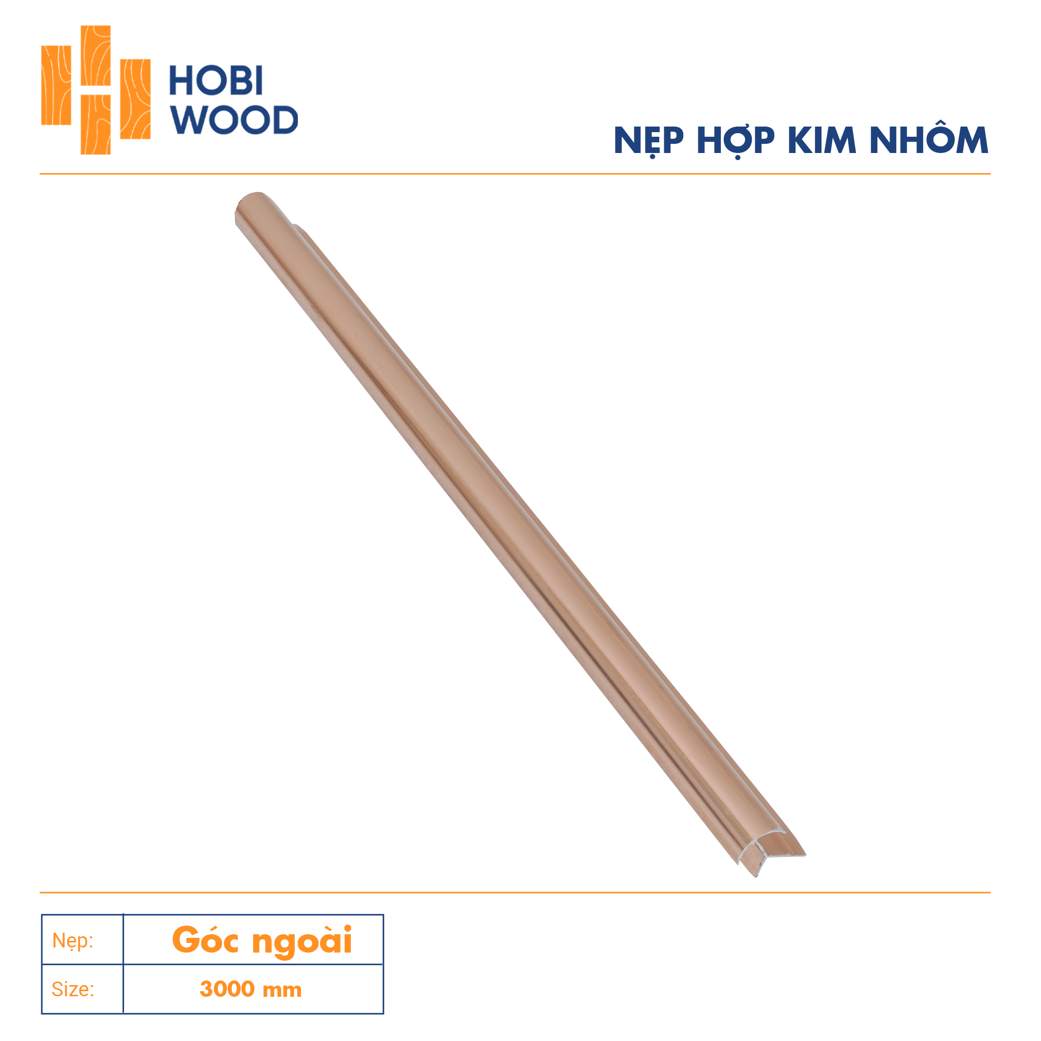 Nẹp nhôm trang trí góc ngoài màu sâm panh