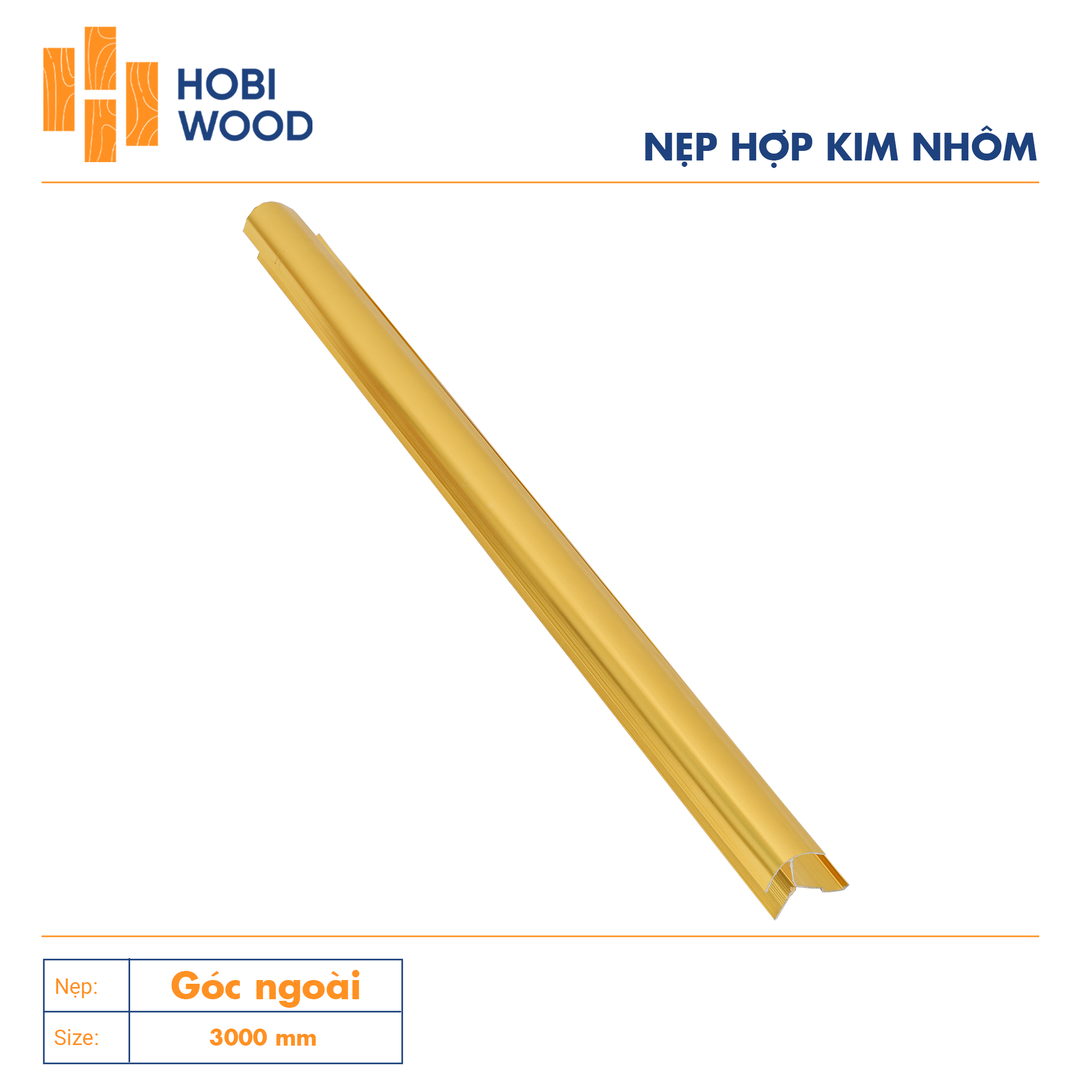 Nẹp nhôm trang trí góc ngoài màu vàng