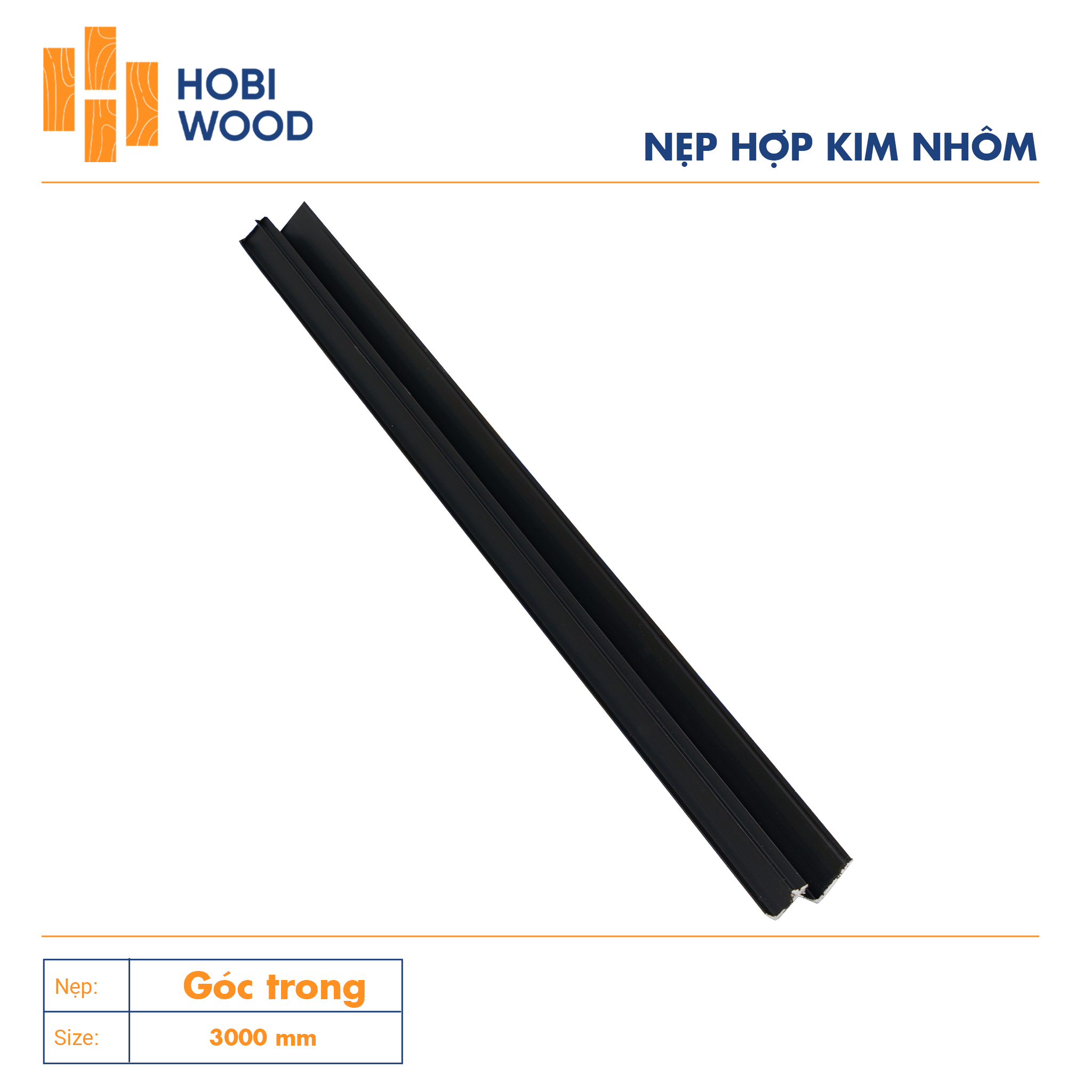 Nẹp nhôm trang trí góc trong màu đen