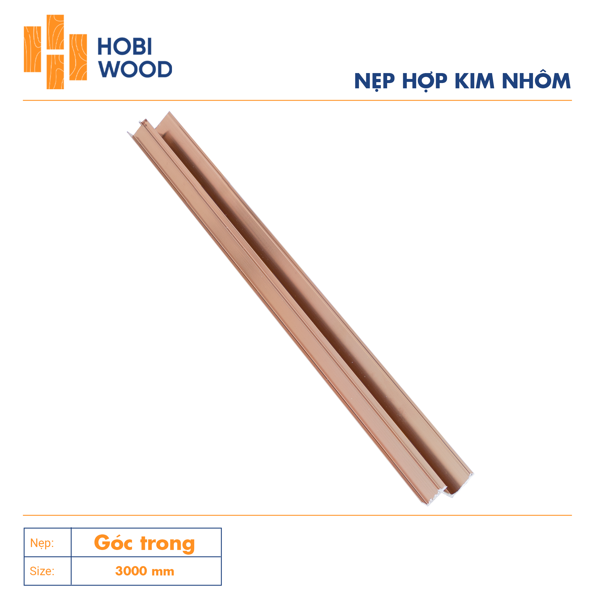 Nẹp nhôm trang trí góc trong màu sâm panh
