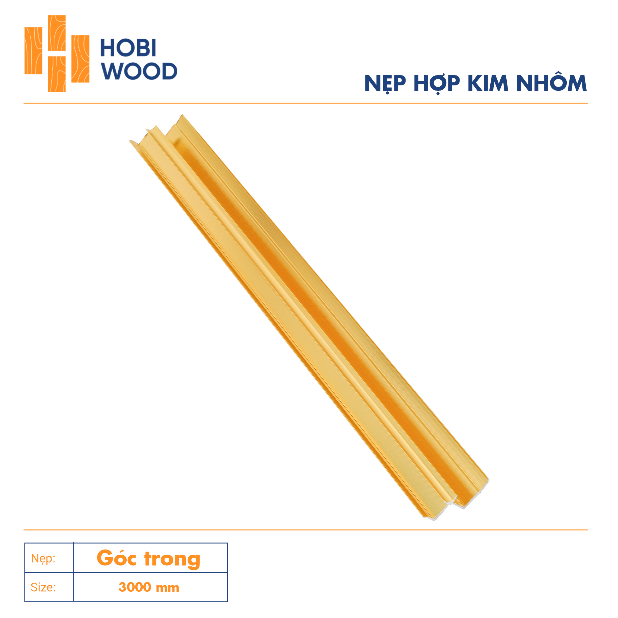 Nẹp nhôm trang trí góc trong màu vàng