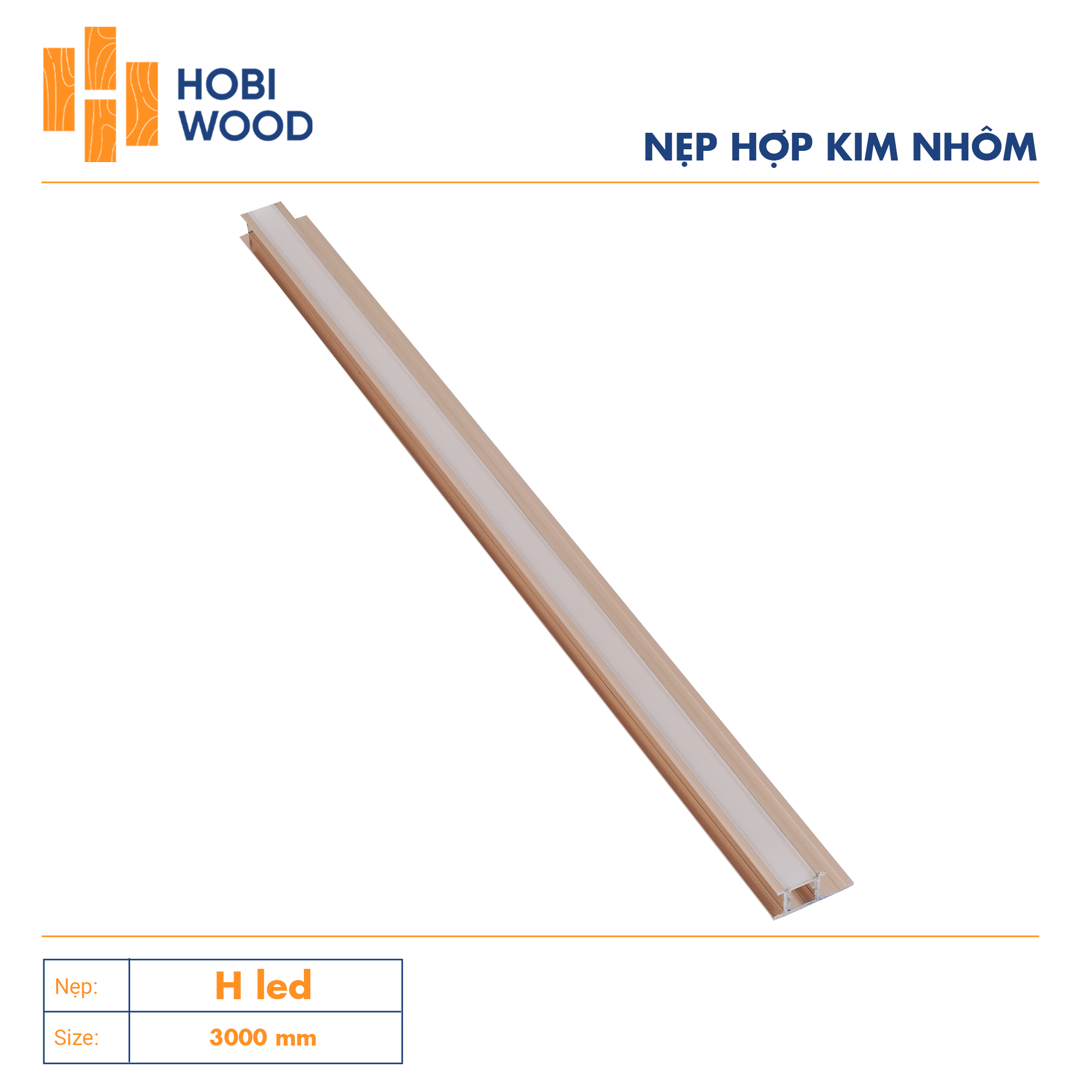 Nẹp nhôm trang trí H Led màu sâm panh