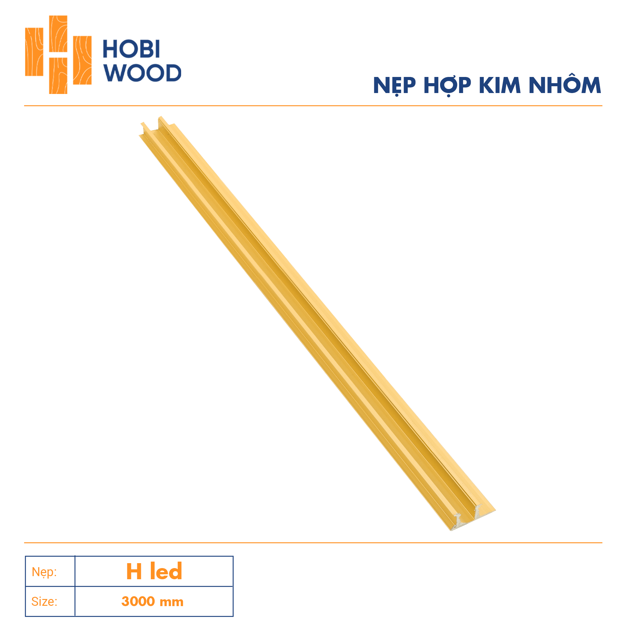 Nẹp nhôm trang trí H Led màu vàng