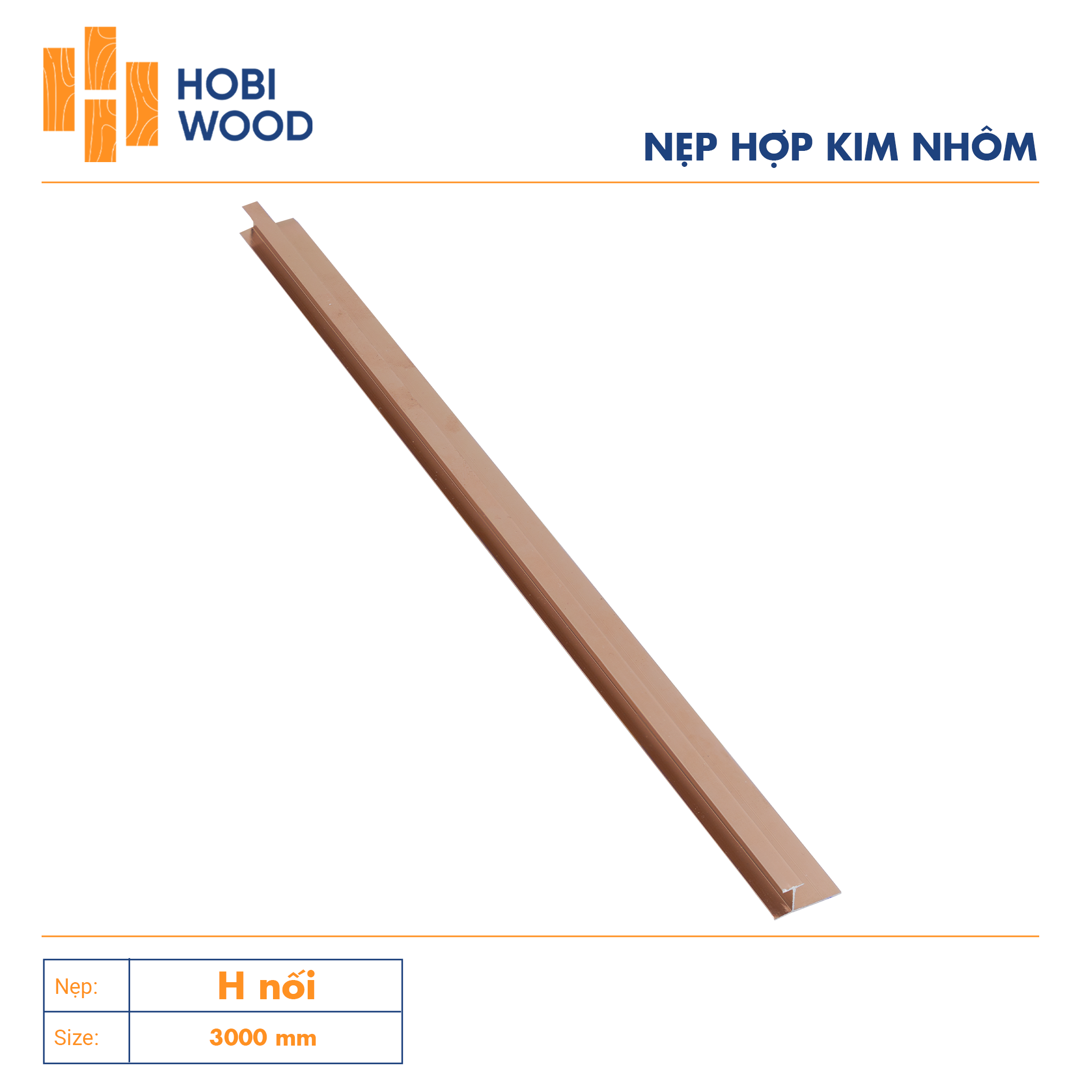 Nẹp nhôm trang trí H nối màu sâm panh