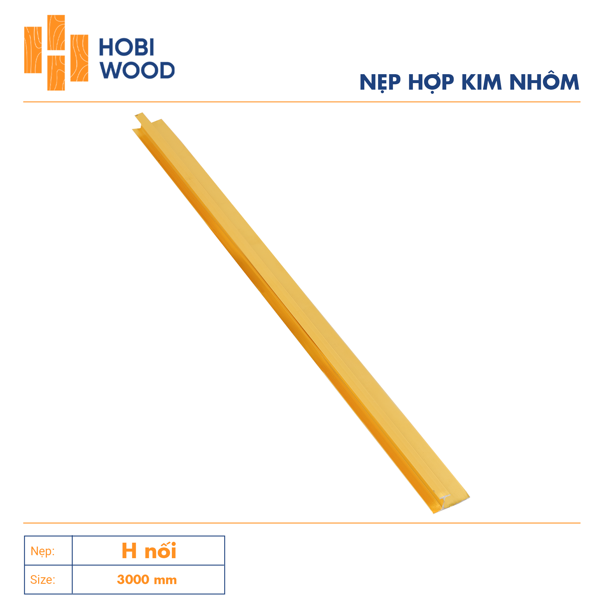 Nẹp nhôm trang trí H nối màu vàng