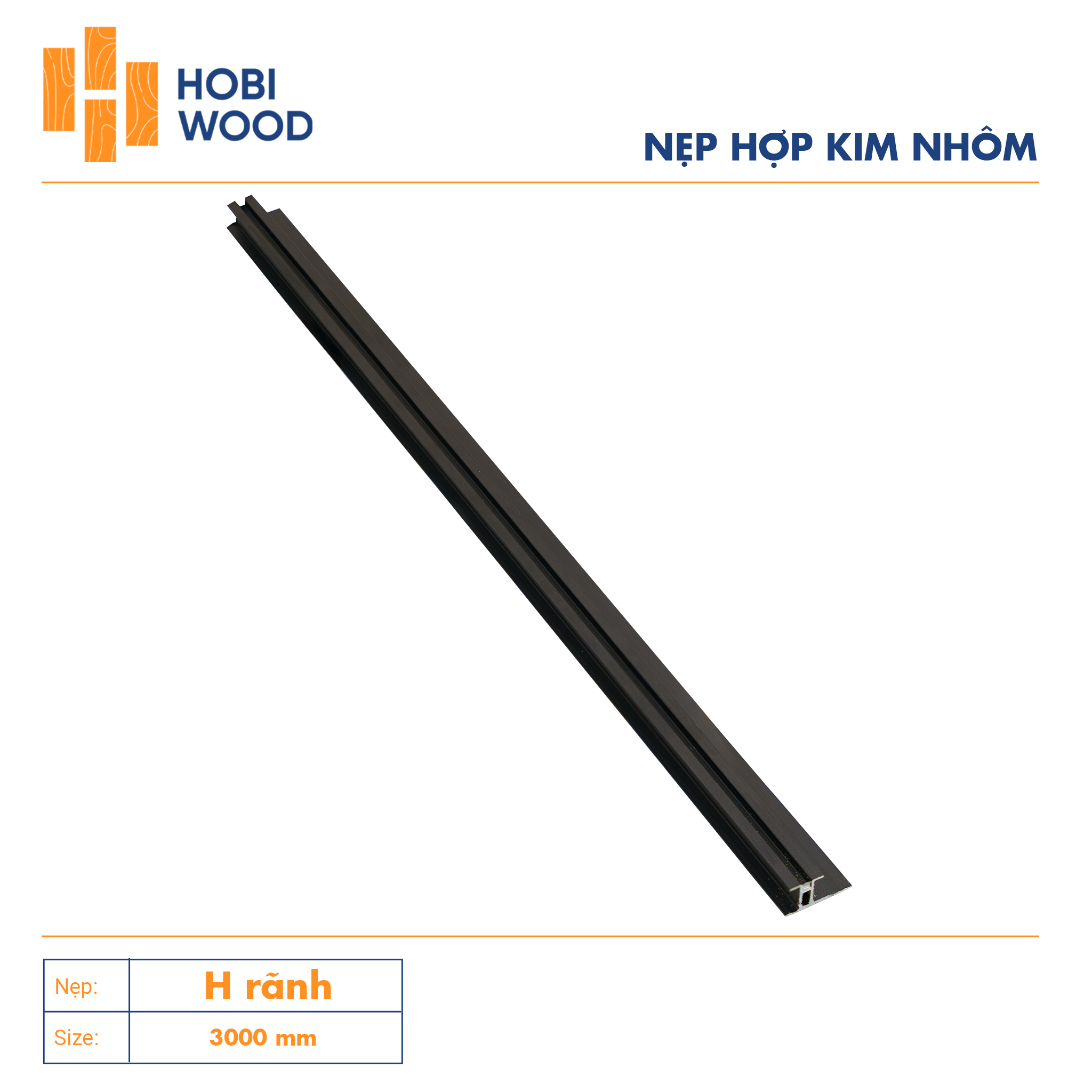 Nẹp nhôm trang trí H rãnh màu đen
