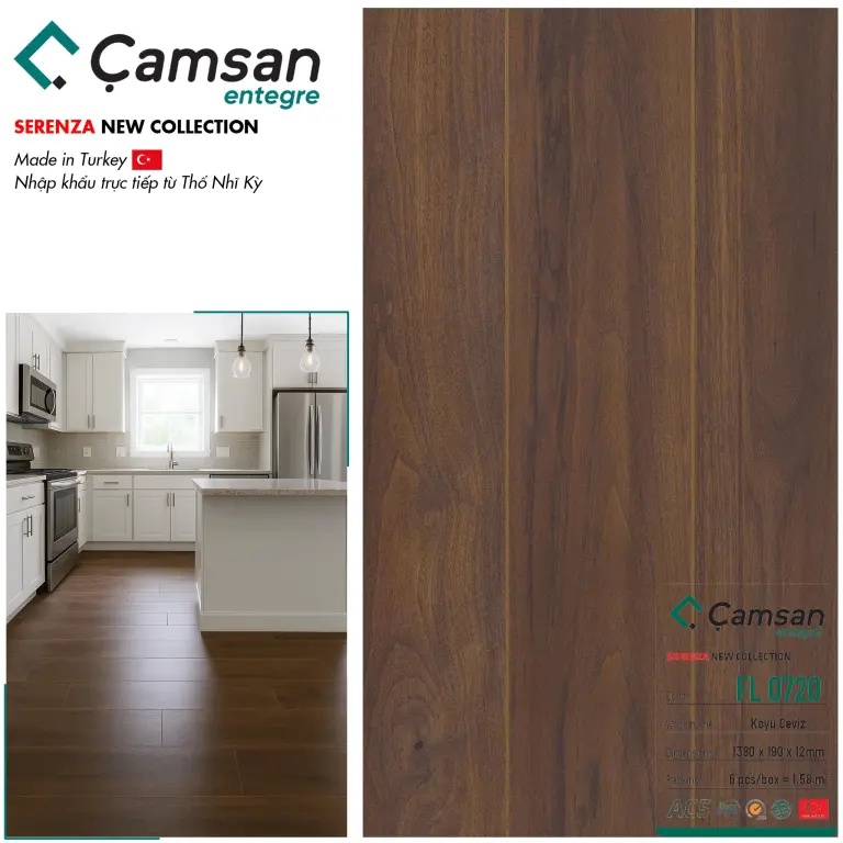 Sàn gỗ Camsan 12mm Serenza Hèm V FL0720
