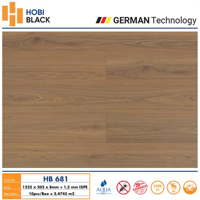 Sàn gỗ Hobi black 8mm HB681