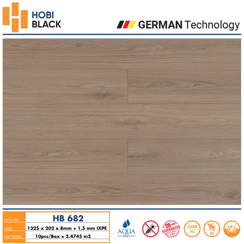 Sàn gỗ Hobi black 8mm HB682