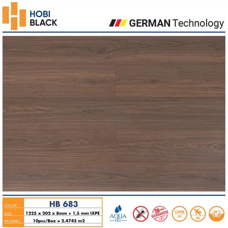 Sàn gỗ Hobi black 8mm HB683