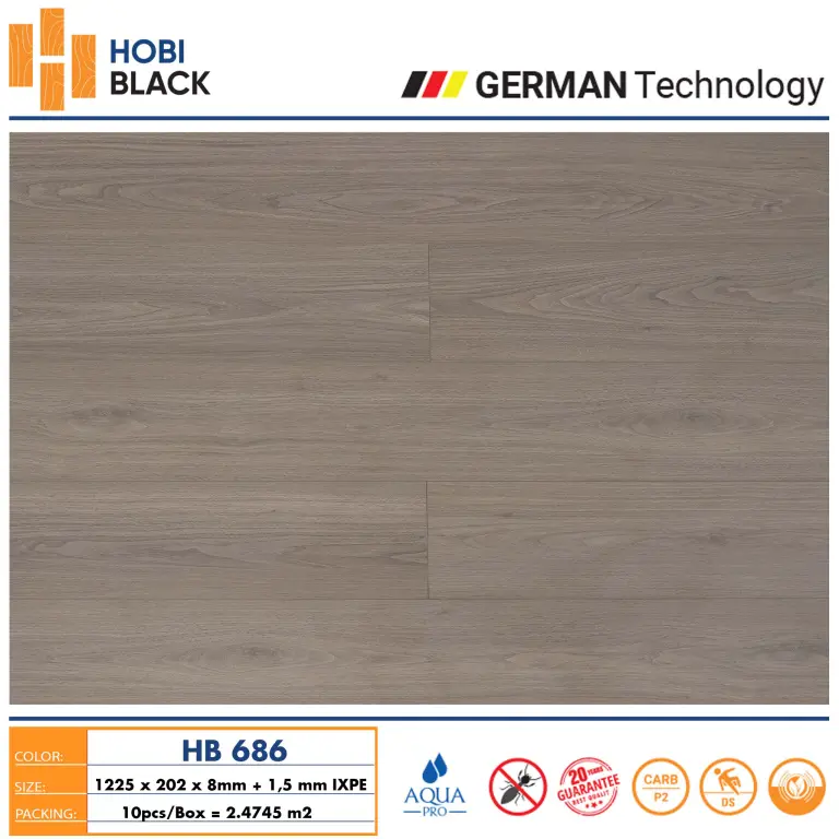 Sàn gỗ Hobi black 8mm HB686