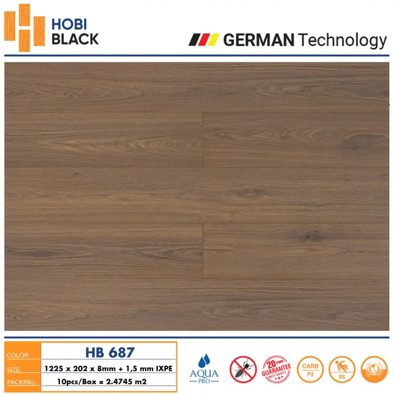 Sàn gỗ Hobi black 8mm HB687