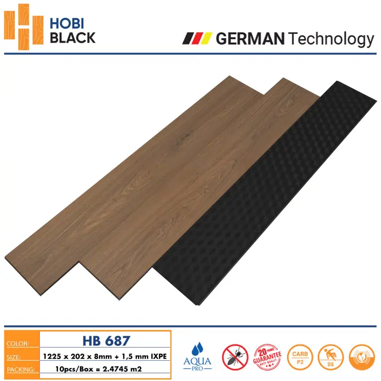 Sàn gỗ Hobi black 8mm HB687