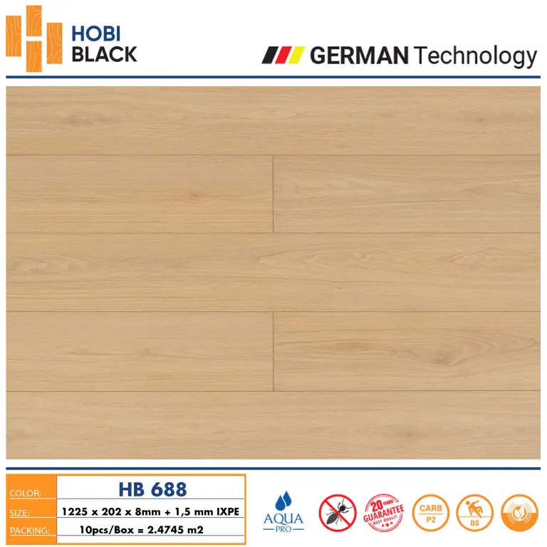 Sàn gỗ Hobi black 8mm HB688